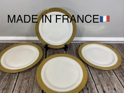"Plato de cena vintage Elite Works Limoges Francia borde dorado 9 3/4"" ~RARO" Foto 1 de 4