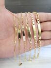 Real 10K Yellow Gold Hollow Figaro ID Bracelet  2.0mm - 5.0mm