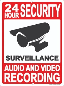 24 Hour Security Video Surveillance Sign for Cameras Home and Business Metal - Picture 1 of 5