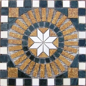 Rosone a mosaico in marmo e pietra naturale 30x30 cm - Foto 1 di 2