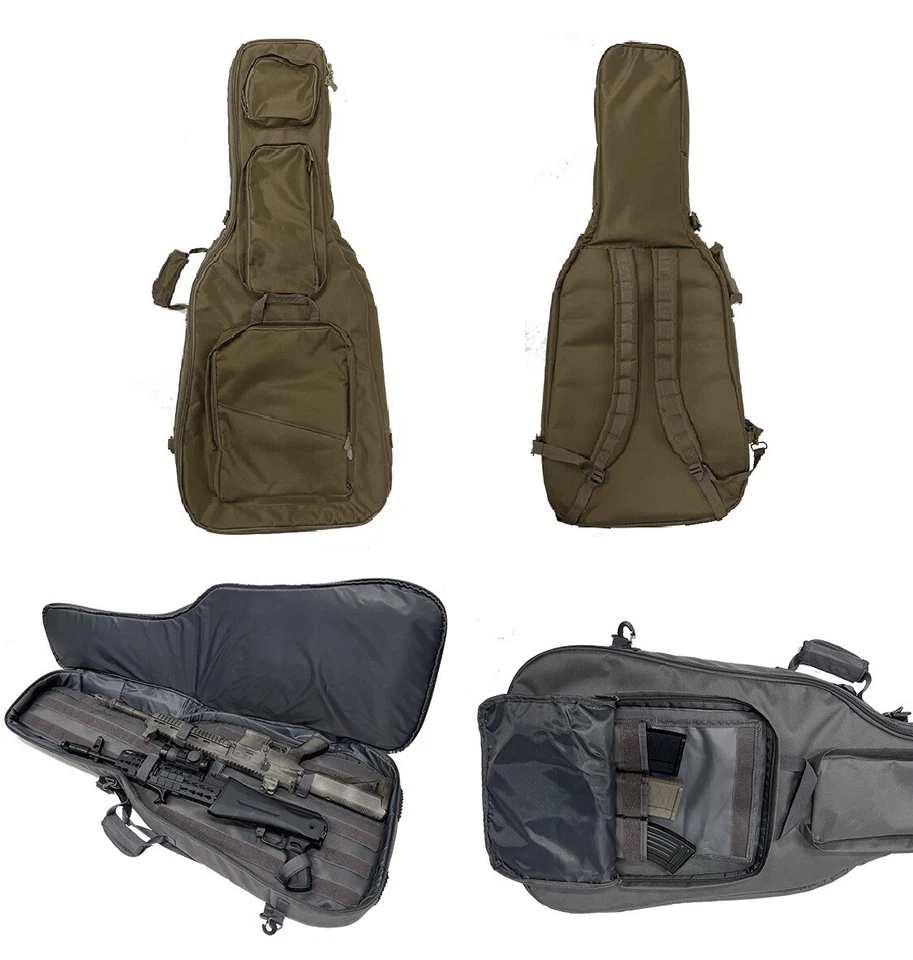 Discreet Guitar Rifle Gun Case Double Tactical Carbine Range Padded Backpack Tan - Image 1 of 1