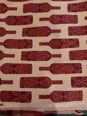 Sewing Fabric Cotton Joanns Red/pink pattern Wine bottles 3 + yds x 42" m weight - Image 1 of 3