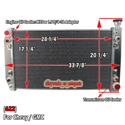 4 Row Core Radiator For 1988-99 Chevy GMC C/K 1500 2500 3500 P30 Pickup 5.7L V8 - Image 1 of 4