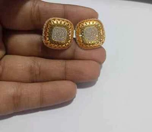Men's Wedding Cufflink 14k Rose Gold Plated 1.00Ct Round Lab-Created Diamond - Picture 1 of 7