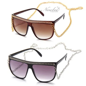 Gafas de sol negras Snooki cadena larga para mujer Gafas GaGa Jersey Shore Celebrity - Imagen 1 de 19
