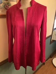 Ming Wang XS Heritage Fit Jacket Cardigan Blazer Open Front Red Long Sleeve NWT - Picture 1 of 4