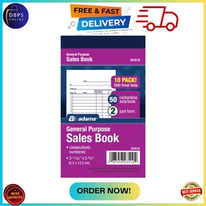 **Adams General Purpose Sales Book, Carbonless, (Pack Of 10) (DC3510)** The book - Picture 1 of 12