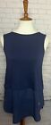 Michael Kors Navy Blue Sheer Blouse Tunic Top Sleeveless Tiered Women&#39;s Size M