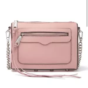 Bolso Bandolera Rebecca Minkoff Avery Rosa Cuero Saffiano Plateado - Imagen 1 de 5