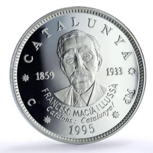 Spain Catalonia 25 ecu Francesc Macia Llussa History proof silver coin 1995 - Picture 1 of 6