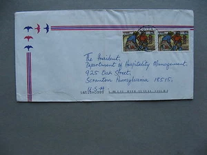 ZAMBIA, cover to the USA 1999, 2x revalued overprinted stamps ILO, canc Butondo - Picture 1 of 1