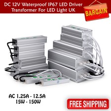DC 12V Waterproof IP67 LED Driver Power Supply Transformer 15W-300W UK Stock