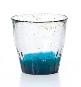 Aderia Tsugaru Vidro Hyoka Gold Rocks Glass Blue 300ml F-71467 Made in Japan - Picture 1 of 6