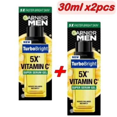 2x Garnier Masculino Turbo Brilhante Super Sérum Gel Vitamina C 5x pele brilhante 30ml - Imagem 1 de 4