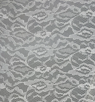 Vintage Floral Lace Cream Yellow Sheer Fabric  MCM 1960s 86x46” 2.5 Yards - Image 1 of 4