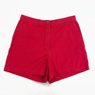Pantalones Cortos Chinos Eddie Bauer De Colección Para Mujer 12 Rojo Algodón Tiro Alto Náutico Preppy Foto 1 de 4