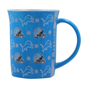 Detroit Lions NFL Logo Team Line Up Blue Ceramic Coffee Mug Tea Cup 15 oz