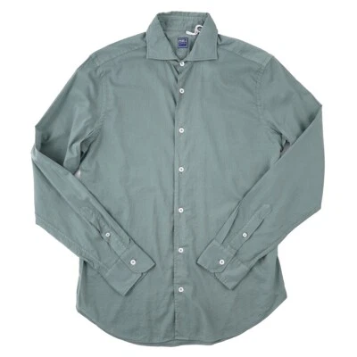 Fedeli Lightweight Cotton Button-Front Shirt M 'Sean Panamino' NWT Medium Green - Image 1 of 4