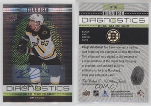 2020-21 Upper Deck Allure Diagnostics Black and Green Brad Marchand #D-10 Auto