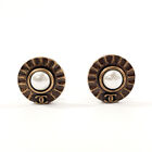 Chanel Earring Coco Mark Vintage Metal Fake Pearl Gold Women