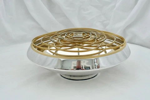 RARE QE II HM STERLING SILVER GILT DESIGNER ROSE BOWL 1988 G.G.MacDonald Cover