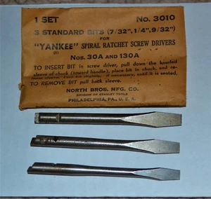 Paquete de 3 brocas de tornillo Yankee de colección No 3010 30A 130A 7/32 1⁄4 9/32 3011 3012 3013 - Imagen 1 de 1