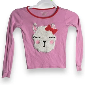 Children's Place Llama Long Sleeve Pajama Top Girls 5 Pink Casual Worn Shirt - Picture 1 of 9