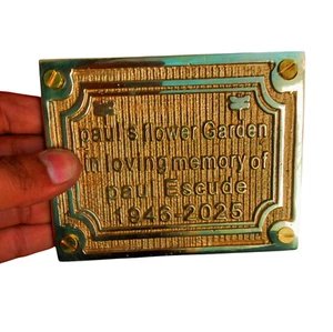 Customized Engraved Brass Plate handmade Signs Bench Memorial Decorative Plates - Picture 1 of 8