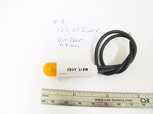 125 V/250 V 1/3W Bernstein Neon Panel MNT Anzeige 6 Zoll führt 1/2 Zoll Rund Herdrohr - Bild 1 von 2