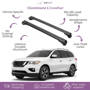 2 Piece Lockable Roof Rack Cross Bars Fit Nissan Pathfinder 2013-2020 -Black - Picture 1 of 7