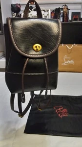 Black Mini Drawstring Backpack Faux Leather Fashion - Picture 1 of 10