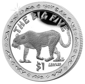 SIERRA LEONE $1 2001 Prooflike BU 'The Big Five - Leopard' - Foto 1 di 2