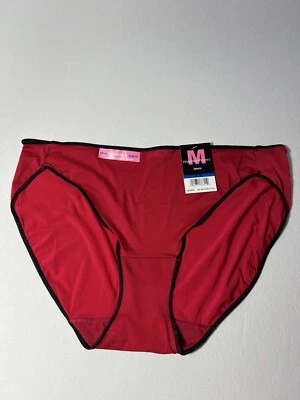 Braguita de bikini vintage súper sedosa suave forma de doncella roja con ribete negro XL/8 Foto 1 de 4