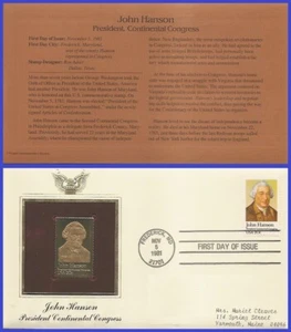 USA8 #1941 RÉPLICA DORADA ADDR FDC John Hanson - Imagen 1 de 1