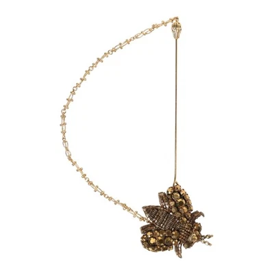 DOLCE & GABBANA Brooch Gold Tone Brass Bee Embellished Chain Lapel Pin 370usd - Image 1 of 4