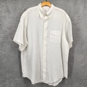 Brooks Brothers Mens XL 100% Linen Button Down Short Sleeve Casual Shirt - Picture 1 of 12
