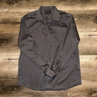 INC Men’s button down dress shirt, dark gray, wrinkle free, size large - image 1 of 4