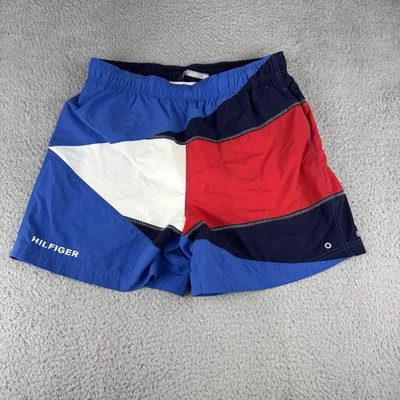 Vtg Tommy Hilfiger Swim Trunks Sz Large Colorblock Lined Board Shorts Preppy Y2K - Image 1 of 4