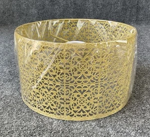 Paralume lampada oro effetto tessuto paralume metallo scavato E27 E14 uso universale - Foto 1 di 2