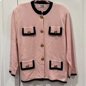 Giacca cardigan rosa stile francese Laura by Alyzia bordo nero bottoni oro TG 14 - Foto 1 di 8