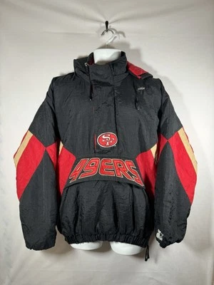 Vintage 90s Starter San Francisco 49ers Jacket Hooded Pullover Black Size Large - Image 1 of 4