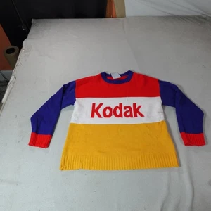 Suéter Kodak Para Hombres Grande Amarillo Bloque de Color Logo Pullover Cámara Retro Fotografía - Imagen 1 de 8