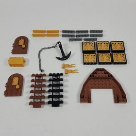 LEGO Pirates Brickbeard's Bounty Ship 6243 Parts Lot Black Gold Windows Anchor