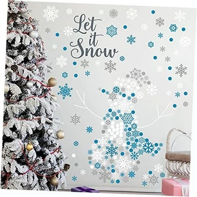  15 hojas de calcomanías de pared de copos de nieve de Navidad - pegatinas temáticas plateadas e invierno  Foto 1 de 4