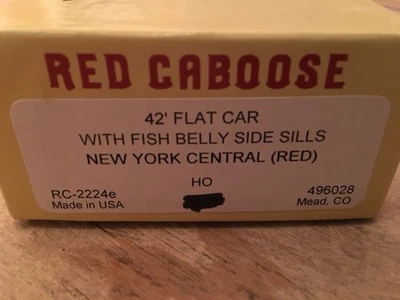 HO Red Caboose New York Central 42’ Fishbelly Flat Car Kit NYC #496028 - Image 1 of 4