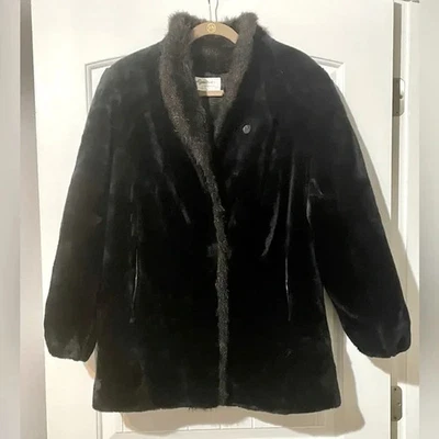 Usado en Excelente Condición Abrigo Estilo Vintage VI Ltd Piel Sintética Forrado Artístico Botón De Gran Tamaño Hecho en EE. UU. L Foto 1 de 2