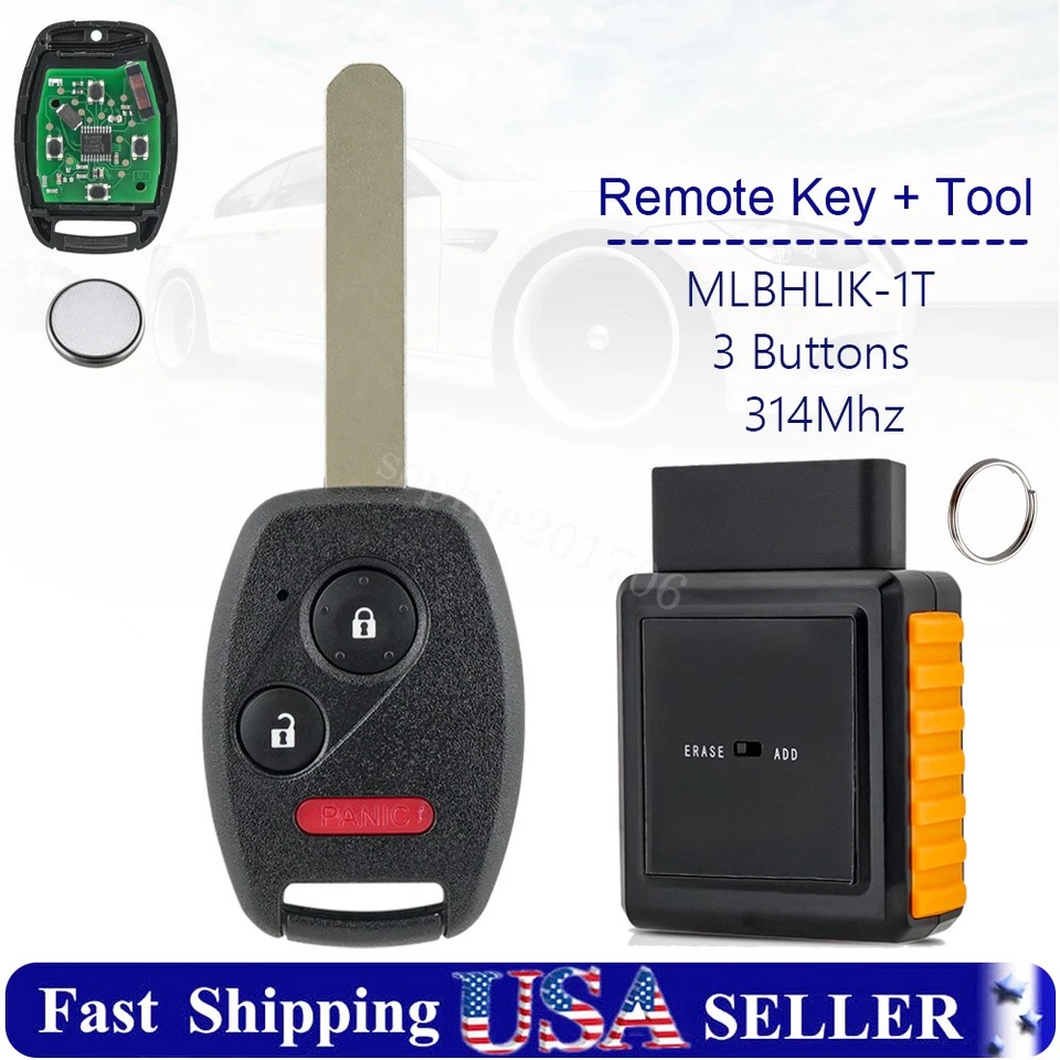 For 2009 2010 2011 2012 2013 Honda Fit Remote Key Fob 3B MLBHLIK-1T Programmer - Image 1 of 4