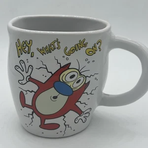 Stimpy - Hey, What's Going On? SMASHED MUG 8 oz Coffee Ren & Stimpy Nickelodeon - Picture 1 of 7