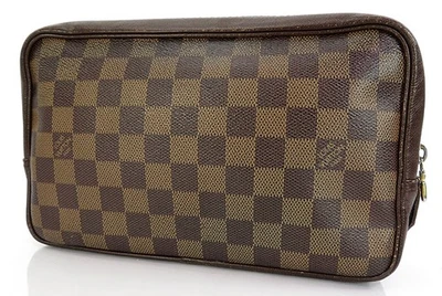 Autentica LOUIS VUITTON Trousse Toilette Damier Ebene Cosmetics Pouch Bag #61654 - Immagine 1 di 4