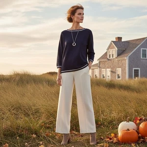 Suéter Suéter Jones of New York Signature Azul Marino Blanco Pequeño Clásico Elegante - Imagen 1 de 8